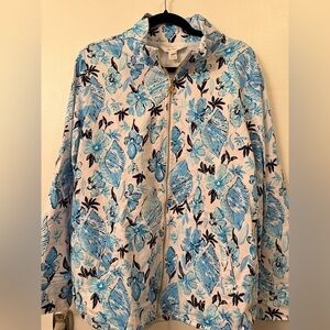 Blue Floral Zip-Up Leona